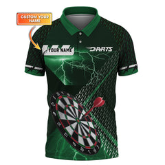 Maxcorners Custom Name Darts Jersey, Green Lightning Dart Shirt, Gift For Darts Lover LM0509