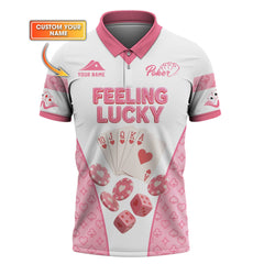 Maxcorners Women's Poker Shirt, Feeling Lucky Shirts With Custom Name, Funny Poker T-ShirtLM1009