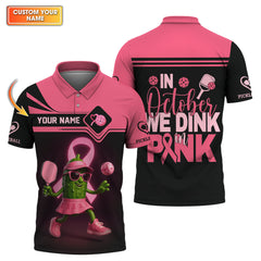 Maxcorners Custom Name Women's Pickleball Shirt , In October We Dink in Pink - Breast Cancer Awareness Pickleball Shirt, Personalized Pickleball Shirt LM0509