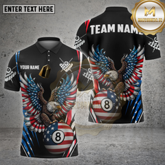 Maxcorners 8 Ball Bald Eagle American Flag Multioptions Personalized Name, Team Name Unisex 3D Shirt