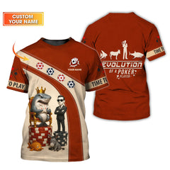 Maxcorners Poker T Shirt, Evolution of a Poker Player Tee Custom Funny Shark & Donkey DesignLM1009