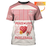 Maxcorners Peace Love Pickleball Polos, Personalized Name Funny Pickleball Shirt, Pickleball Outfit Women’s LM0509