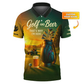 Maxcorners Golf and Beer That’s Why I’m Here Shirt – Custom Men's Golf Polo – Funny Golf Apparel For Dad