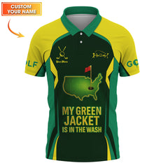 Maxcorners Funny Green Golf Shirt, My Green Jacket Is In The Wash Shirts, Custom Golf Jersey For Men, Golf Gift For Golfers