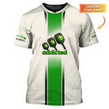 Maxcorners Custom Pickleball Shirts For Men's, Addicted Funny Pickleball Shirt, Gift For Pickleball Lovers LM0509