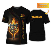 Maxcorners Custom Black Axe Throwing Team Shirt – Flaming Target & Battle Axe Design – Personalized Jersey for Axe Throwing Leagues & Events MT2009