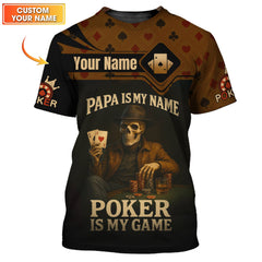 Maxcorners Poker Games Custom Name Shirt for Dad - ACE Design TeeLM1009
