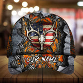 Max Corners Steel Cracked Deer Hunting Vintage Flag Pattern 3D Multicolor Personalized Cap