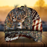 Maxcorners Premium Unique Old Flag Deer Personalized Hats 3D Multicolored