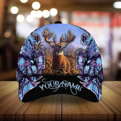 Maxcorners Unique Deer hunting Art Font Camo Pattern 3D Multicolor Personalized Cap
