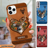 Maxcorners Deer Hunting Leather Pattern Personalized Name Multicolor Phone Case LM0912