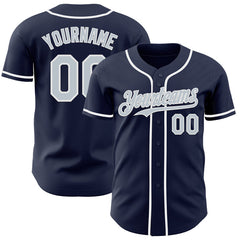 Maxcorners Custom Navy Silver-White Authentic Baseball Jersey
LM0609