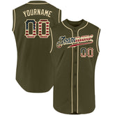Maxcorners Custom Black Cream Pinstripe Vintage USA Flag-Cream Premium Baseball Jersey LM0210