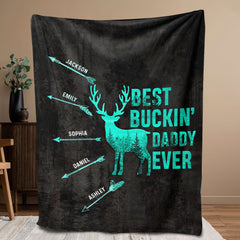 Maxcorners Personalized Hunting Dad Blanket, Custom Names Soft Cozy Sherpa Fleece Throw Blankets, Best Buckin Dad Ever Blanket, Gift for Dad, Grandpa | Cyan
LM1711