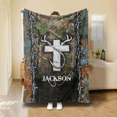 Maxcorners Personalized Fishing Blanket, Hunting Blanket, Custom Name Soft Cozy Sherpa Fleece Throw Blankets, Gift For Grandpa, Dad, Husband, Fisherman LM1711