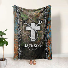 Maxcorners Personalized Fishing Blanket, Hunting Blanket, Custom Name Soft Cozy Sherpa Fleece Throw Blankets, Gift For Grandpa, Dad, Husband, Fisherman LM1711