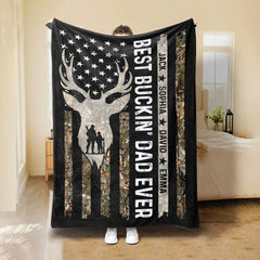 Maxcorners Personalized Hunting Dad Blanket, Custom Kids Names Soft Cozy Sherpa Fleece Throw Blankets, Deer Blanket, Fathers Day Gift for Dad, Grandpa | Black
LM1711