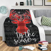 Maxcorners Hunting Blanket, Deer Buck Hunter Hunting Tis The Seaoson Christmas Xmas Noel Sherpa Fleece Blanket, Soft Cozy Plush Throw Blanket LM1711