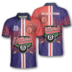 Maxcorners Red Blue Tribal Billiard Personalized Name Unisex Shirt