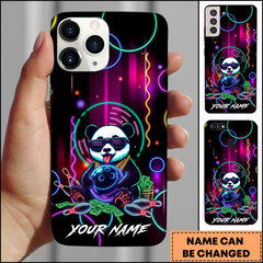 Maxcorners Bowling Phonecase Neon Panda Money Vibes Personalized Name 3D Phone Case