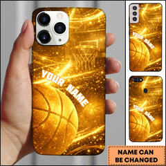 Maxcorners Basketball Golden Glitter Court Personalized 3D Phone Case