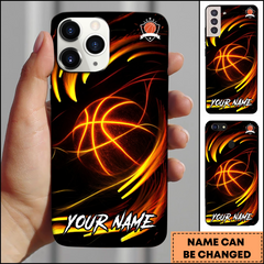 Maxcorners Basketball Neon Fire Ball Energy Personalized 3D Phone Case