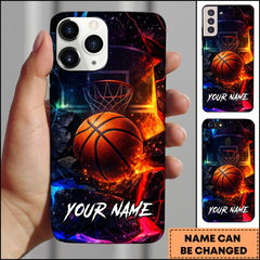 Maxcorners Basketball Cosmic Fire Dunk Personalized 3D Phone Case