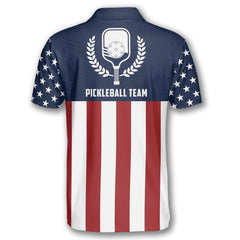 Max Corner Personalized Name and Team name Emblem American Flag Navy Pickleball 3D Polo Shirt