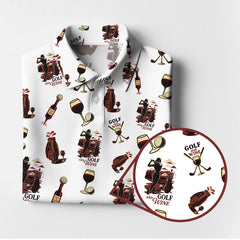 Maxcorners Wine Golf Pattern Polo for Women, Ladies Golf Shirts, Gofl Gift For Golfers