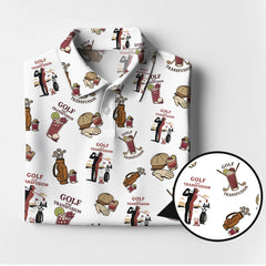 Maxcorners Transfusion Golf Shirt, Golf Transfusion Drink Pattern Polos, Men's Golf Shirts