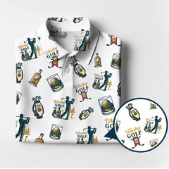 Maxcorners Whiskey Golf Shirt, Pattern Golf Polos For Men's, Golf Gift For Golfers