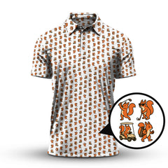 Maxcorners Pattern Golf Shirt, Squirrel Golf Shirt, Funny Golf Shirt For Men