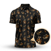 Maxcorners Pattern Golf Polos For Men, Golf And Whiskey Shirt With Retro Style For Golfers, Crazy Golf Shirt