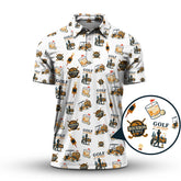 Maxcorners Bourbon Whiskey & Golf Polos, Funny Pattern Golf Shirt, Golf Gift For Men's
