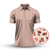 Maxcorners Pattern Golf Shirt For Men, Dachshund Golf Shirt For Golfer, Breast Cancer Golf Shirt For Dog Lovers