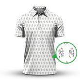 Maxcorners Flower Art Drawing Pattern Golf Polos, Funny Golf Shirt, Crazy Golf Shirts For Men