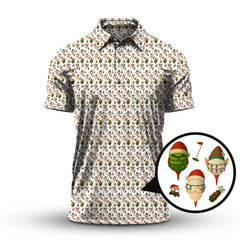 Maxcorners Christmas Golf Shirt For Men, Funny Pattern Golf Shirt , Xmas Golf Shirt, Golf Gift For Golfer
