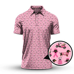 Maxcorners Breast Cancer Golf Shirt, Dachshund Golf Shirt, Pattern Golf Shirt For Golfer