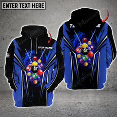 Maxcorners Billiards 8 Ball Multicolor Option Customized Name 3D Hoodie
