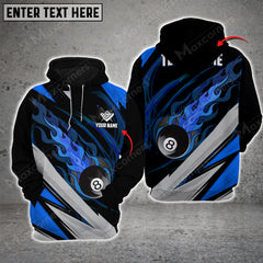 Maxcorners Billiards 8 Ball Fire Multicolor Option Customized Name 3D Hoodie