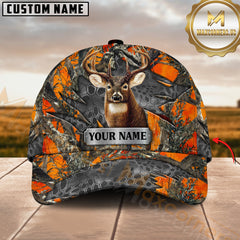 Maxcorners Whitetail Deer Hunting Honeycomb Mesh Grey Camo Metal Plate Custom Name 3D Cap (6 colors)