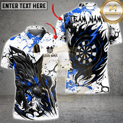 Maxcorners Darts Shirt โ Black Wolf & Target Splash Ink 3D Design โ Multi Options Personalized Name, Team Name 3D Shirt (4 Colors)