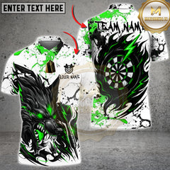 Maxcorners Darts Shirt โ Black Wolf & Target Splash Ink 3D Design โ Multi Options Personalized Name, Team Name 3D Shirt (4 Colors)
