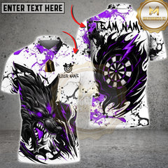 Maxcorners Darts Shirt โ Black Wolf & Target Splash Ink 3D Design โ Multi Options Personalized Name, Team Name 3D Shirt (4 Colors)