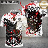 Maxcorners Darts Shirt – Black Wolf & Target Splash Ink 3D Design – Multi Options Personalized Name, Team Name 3D Shirt (4 Colors)