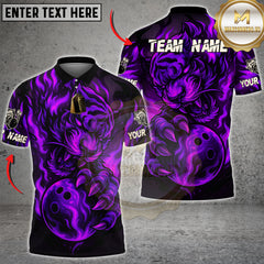 Maxcorners Flaming Tiger Bowling Ball Fire Power Multioptions Personalized Name, Team Name Unisex 3D Shirt
