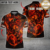 Maxcorners Flaming Tiger Bowling Ball Fire Power Multioptions Personalized Name, Team Name Unisex 3D Shirt
