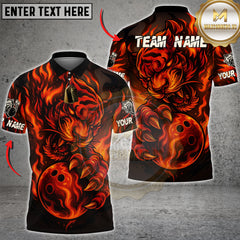 Maxcorners Flaming Tiger Bowling Ball Fire Power Multioptions Personalized Name, Team Name Unisex 3D Shirt