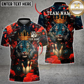 Maxcorners Bowling Tiger King Crown Red Roses Multioptions Personalized Name, Team Name Unisex 3D Shirt