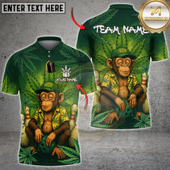 Maxcorners Bowling Monkey 420 Personalized Name, Team Name 3D Shirt